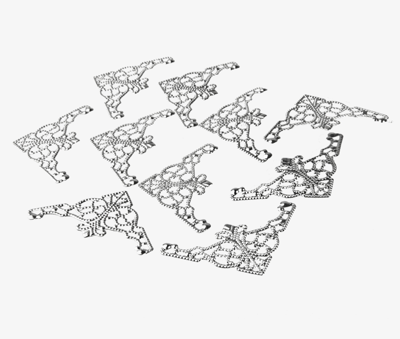 10 Filigree Silver Corners - Gold, transparent png download