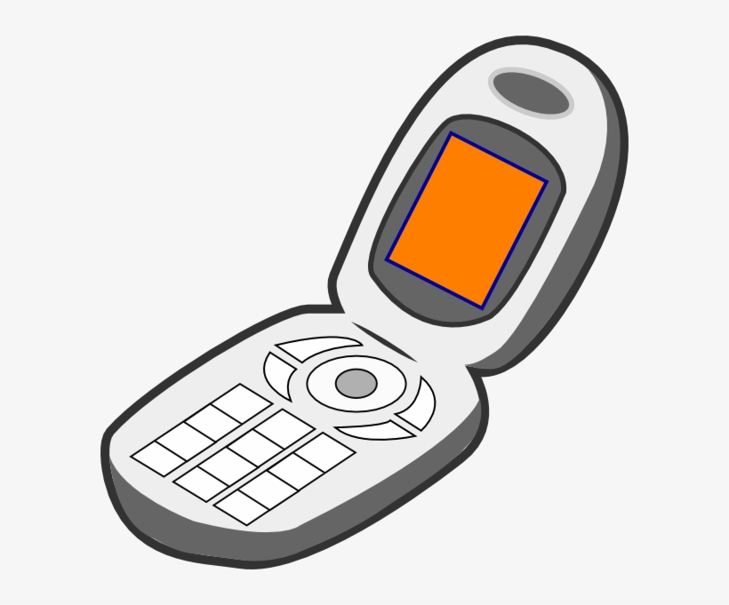 Cell Phone Grey Orange Clip Art - Non Living Things Clipart, transparent png download