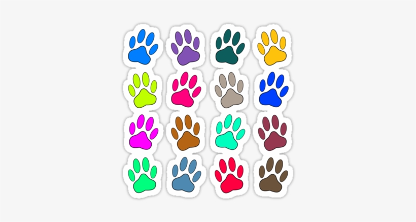 Multicolored Dog Paw Print Pattern Stickers - Multicolored Dog Paw Print Pattern Beach Towel, transparent png download