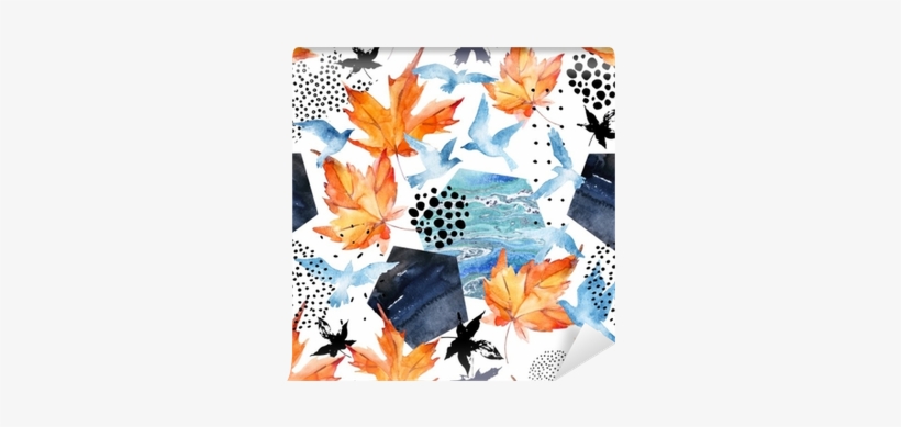 Autumn Watercolor Background - Abstract Summer Geo Pattern On Sport Watch, transparent png download