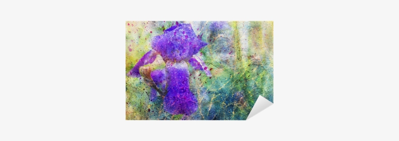 Messy Watercolor Splatter And Blue Flower Sticker • - Watercolor Painting, transparent png download