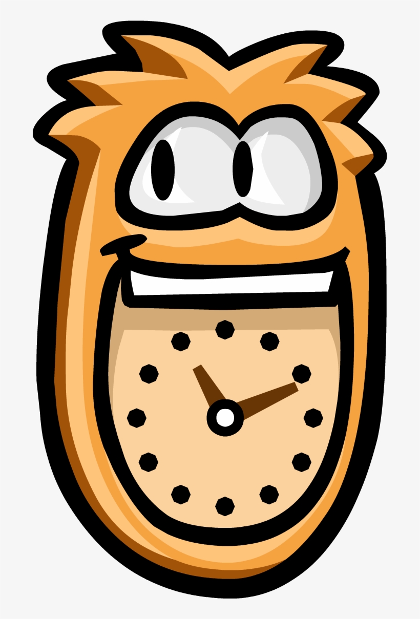 Orange Puffle Clock No Background - Club Penguin Clock, transparent png download