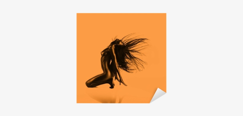 Artistic Nude, Young Woman, Sitting, Orange Background - Nude Orange Background, transparent png download