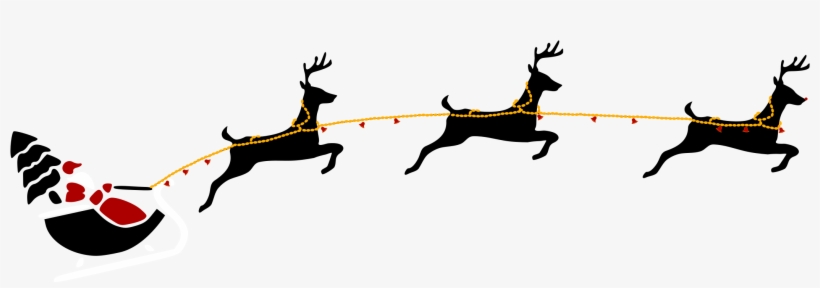 Clipart Santa With Flying Deers - Nara, transparent png download