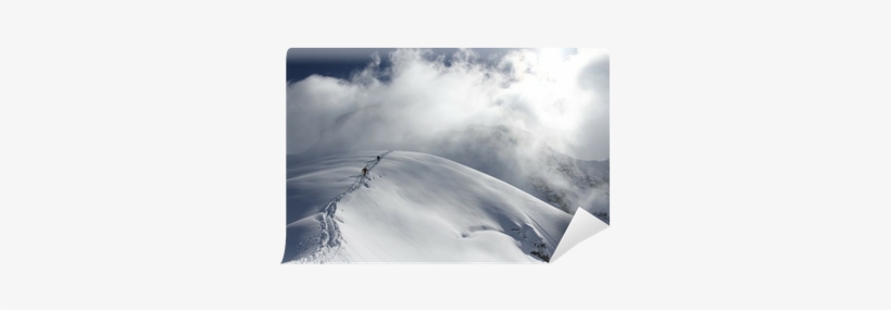 Skiers Climbing A Snowy Mountain Wall Mural • Pixers® - Snow, transparent png download
