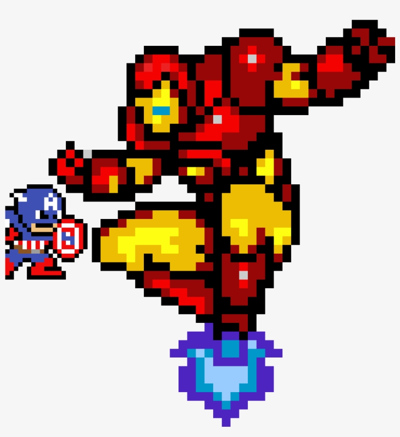 Captain America Civil War - Pixel Art Iron Man, transparent png download