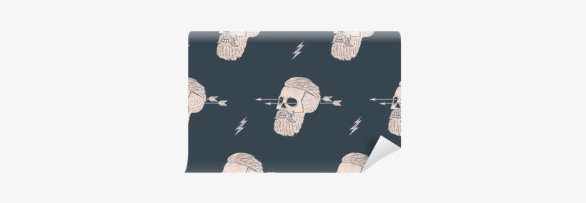 Seamless Pattern Background Of Vintage Skull Hipster - Skull, transparent png download