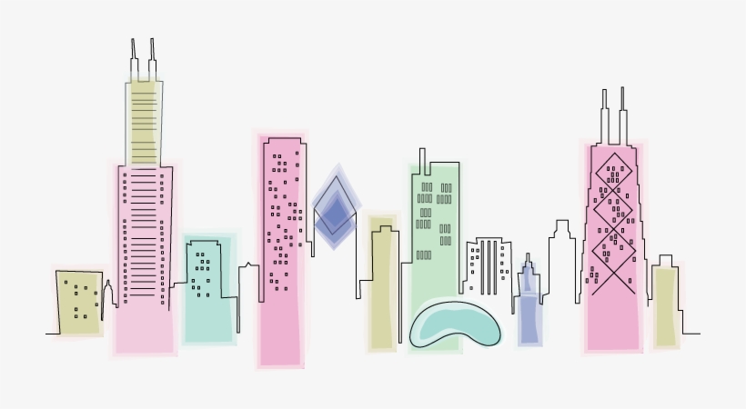 Chicago Skyline Watercolor Sketch - Diagram, transparent png download