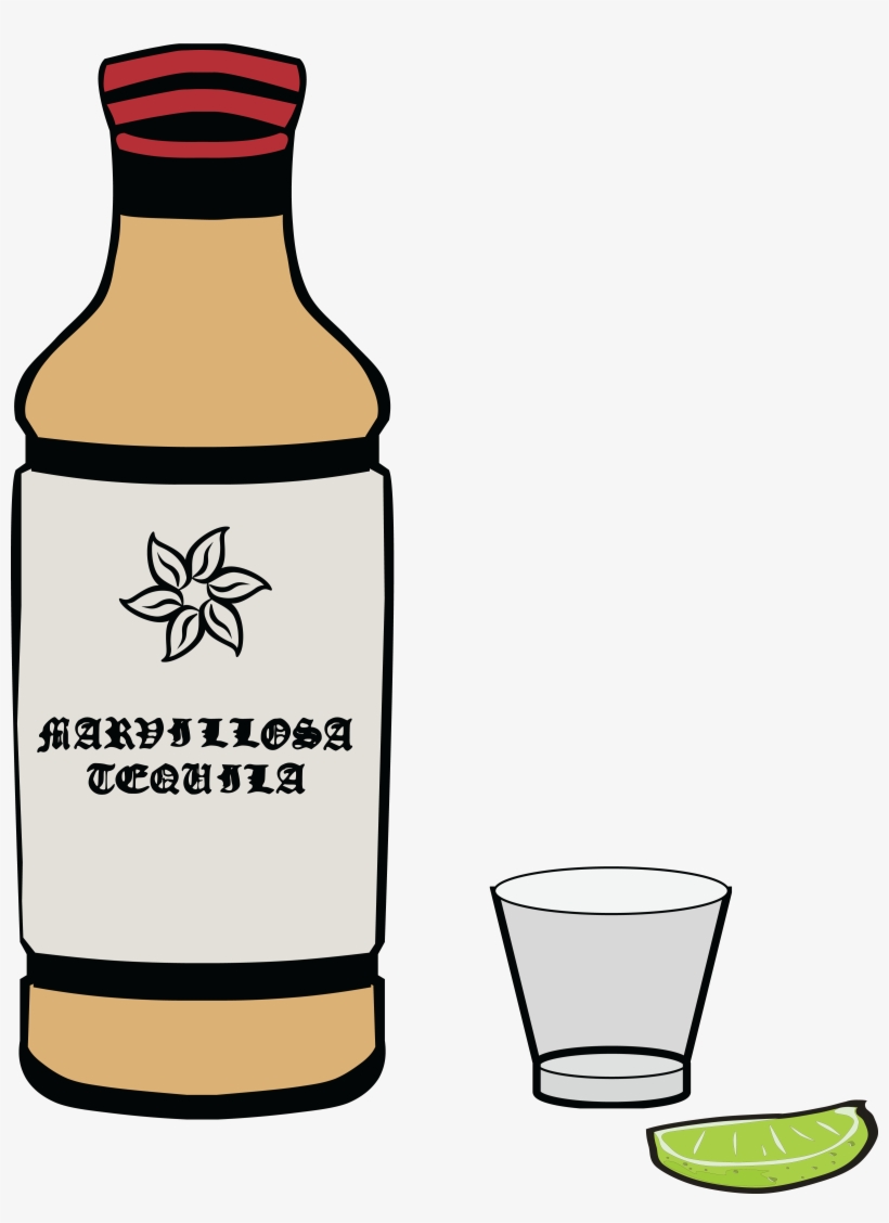 Free Clipart Of A Bottle Of Tequila Banner Freeuse - Clip Art, transparent png download