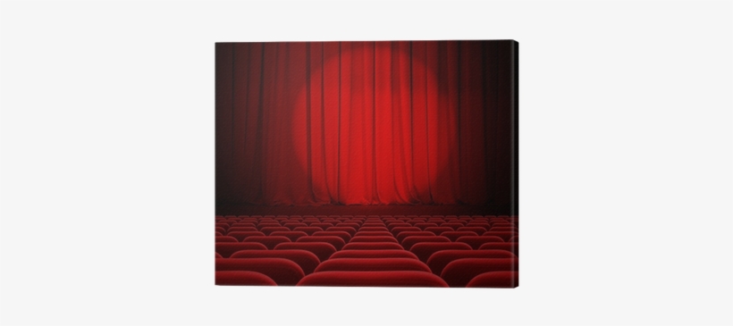 Cinema Red Curtains With Spotlight And Seats Canvas - Theatre, transparent png download