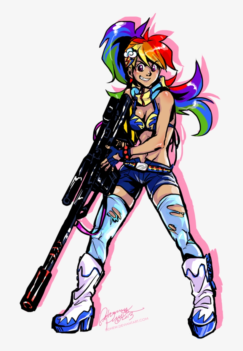 Costume, Female, Gun, Humanized, Parody, Ponytail, - Rainbow Dash Mlp Anime, transparent png download