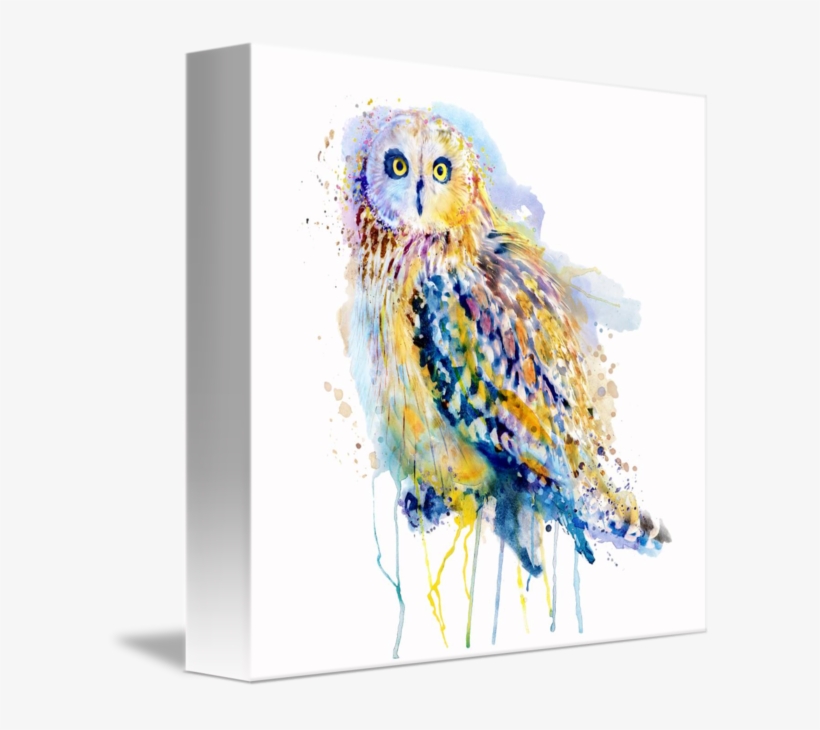 "short Eared Owl Watercolor Painting" By Marian - Owl, transparent png download
