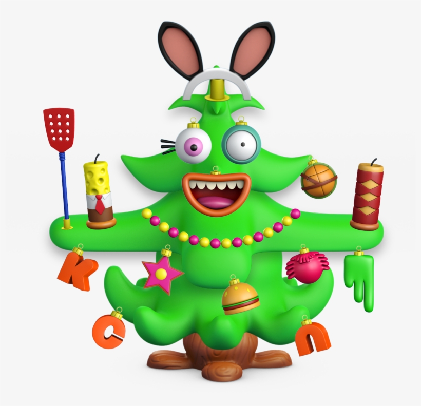 Build Your Own Crazy Christmas Tree - Nickelodeon Christmas Png PNG