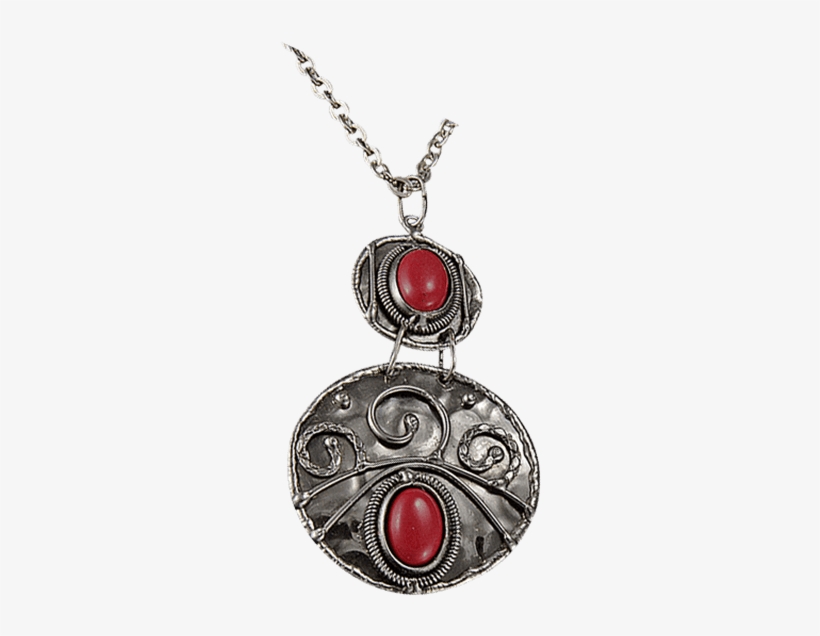 Red Coral Silver Circle Tier Necklace, transparent png download