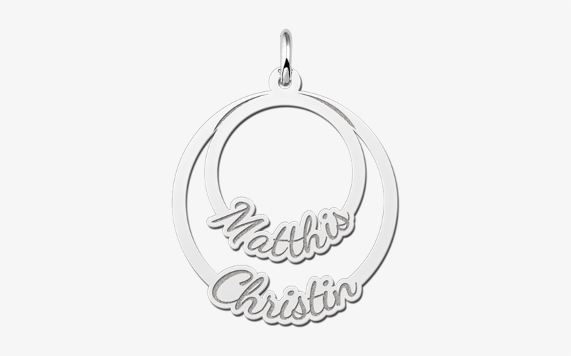 Silver Round Pendant For Two Names - Silver, transparent png download