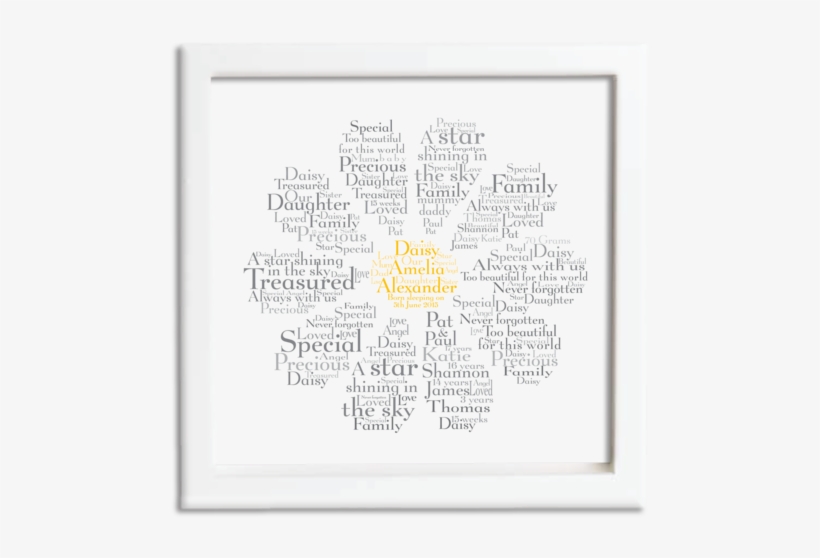 Daisy Remembrance Personalised Word Art Framed - Art, transparent png download