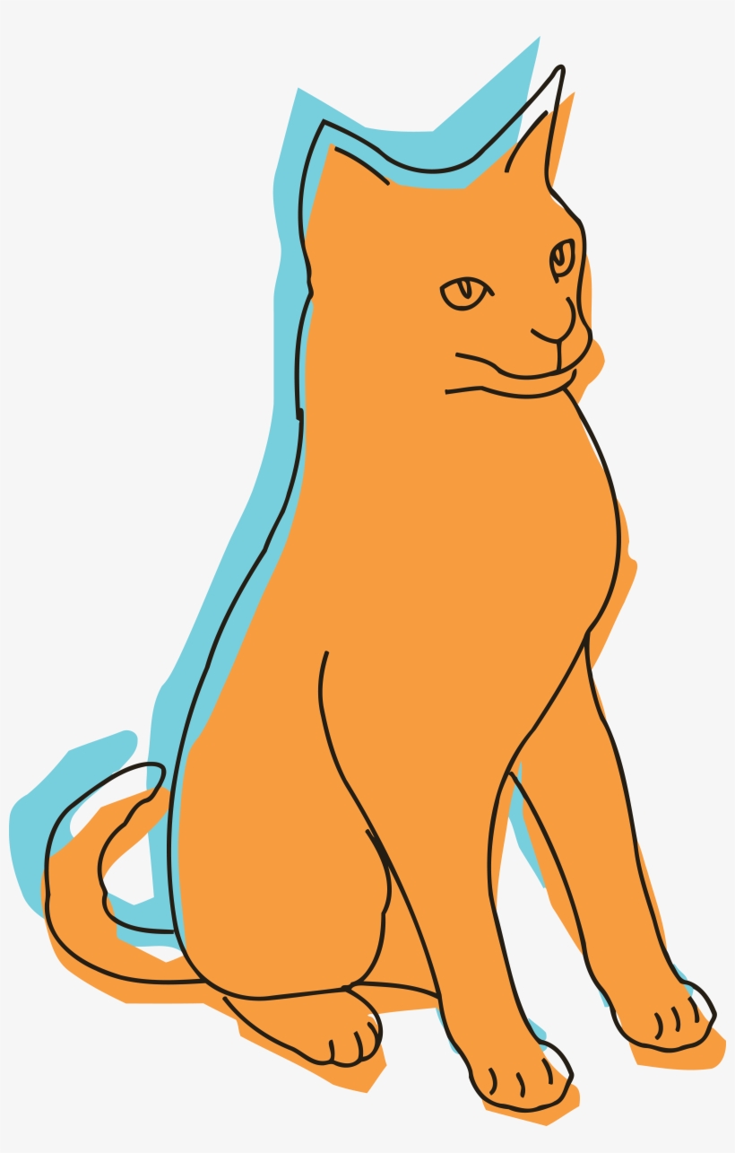 Free Clipart Of A Sitting Blue And Orange Cat - Clip Art, transparent png download