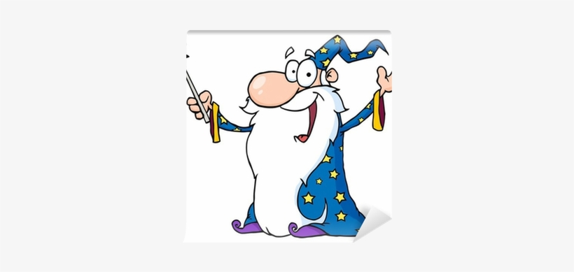 Wizard Waving And Cape Holding A Magic Wand Wall Mural - Cartoon Picture Of Wizard, transparent png download