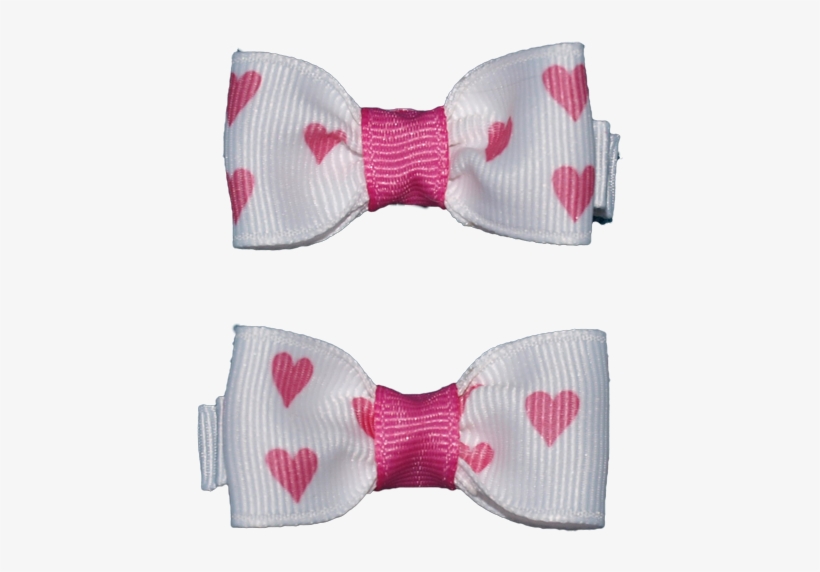 White And Pink Heart Small Bows - Bows, transparent png download