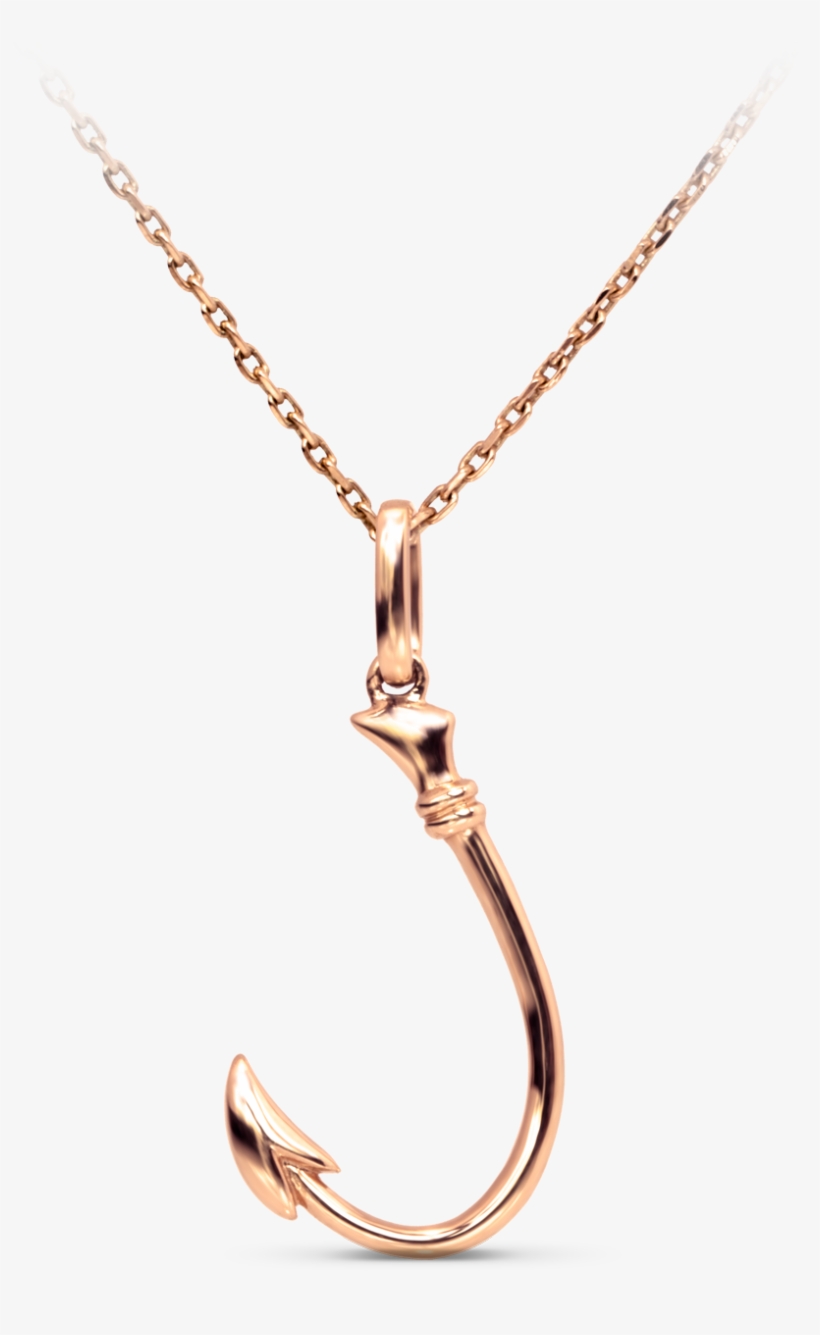 Rose Gold Fishhook Necklace - Pendant, transparent png download