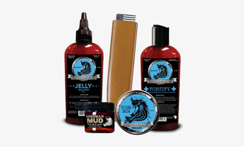 Complete Facial Hair Care Package - Bossman Jelly Beard Oil - Gold, transparent png download