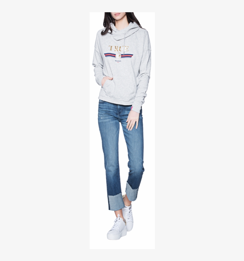 True Religiontrue Gold Grey // Hoodie With Logo - Girl, transparent png download