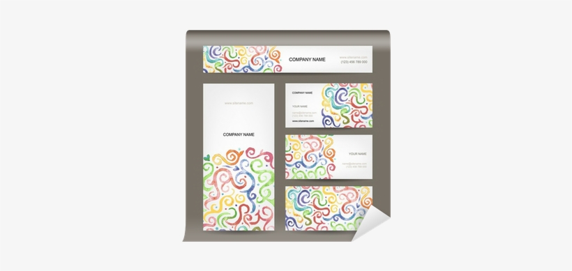 Business Cards Collection With Watercolor Waves Design - Watercolor Painting, transparent png download