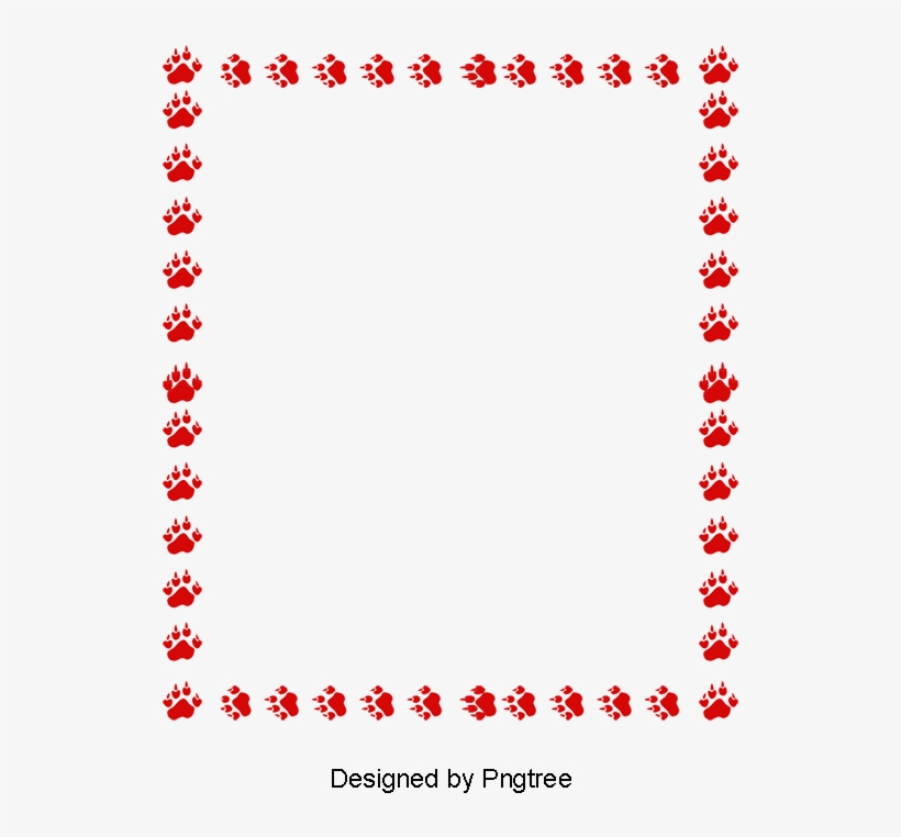 Red Dog Paw Prints Border, Dog Clipart, Paw Clipart, - Circle, transparent png download