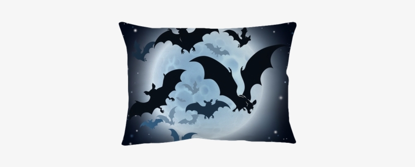 Bats And Full Moon Halloween Background Throw Pillow - Vampire Fullmoon Hd, transparent png download