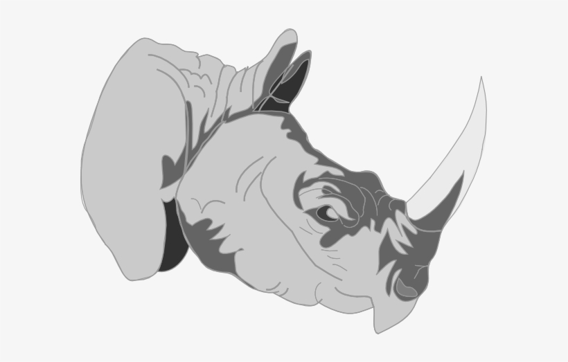 Silver Rhino Clip Art - One Horn Rhino Clipart, transparent png download