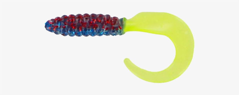 Big Bite Baits 2" Curl Tail Grub Blue Sparkle/ Red - Brush, transparent png download