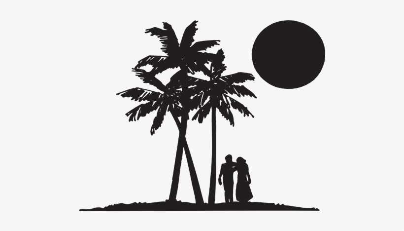 Palm Trees And Couple - Palm Trees Couple Silhouette, transparent png download