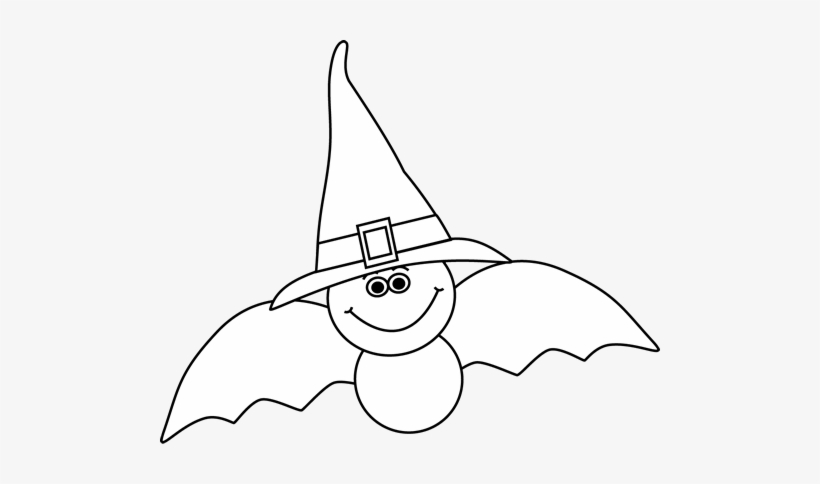 Witch Hat Clipart Bat - Bat With Hat Clipart Black And White, transparent png download