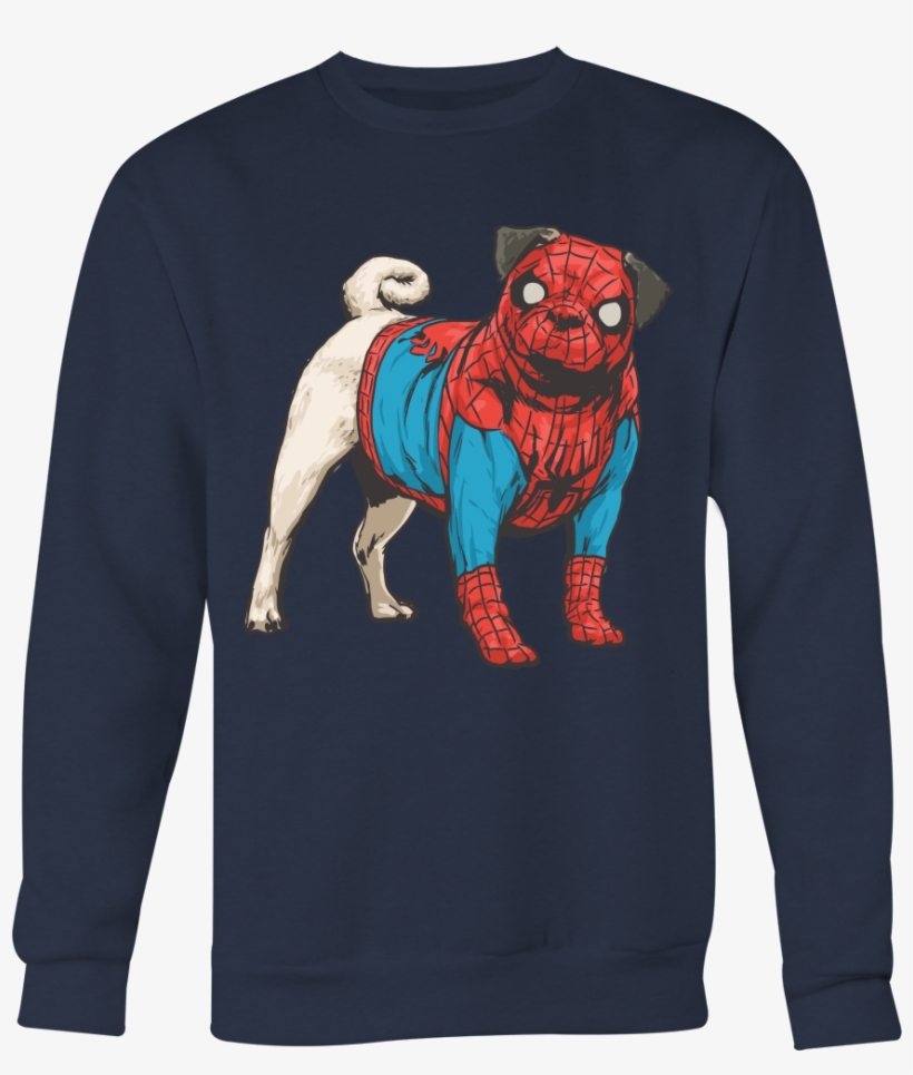 Cute Spider Pug Dog T Shirt Funny Spiderman Pug Dog - T-shirt, transparent png download