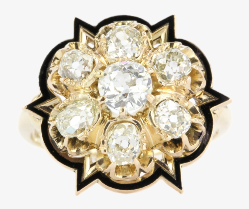 Victorian 14k Gold Black Enamel Old European & Old - Gold, transparent png download