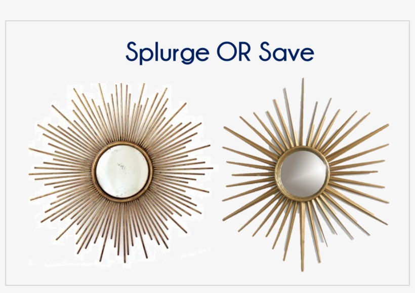 Cup Half Full Splurge Or Save Sunburst Mirror For Modern - Two's Company Sunburst Mirror - Metallic, transparent png download