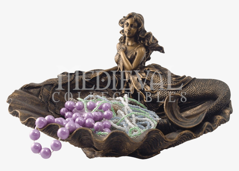 Mermaid And Clam Shell Dish - Mermaid Jewelry Tray, transparent png download