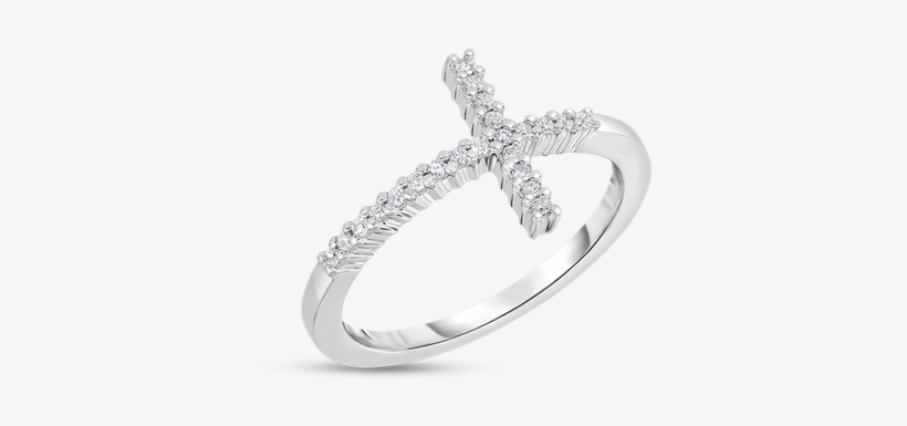 Roberto Coin Cross Ring With Diamonds - Roberto Coin 18kt White Gold Sideways Diamond Cross, transparent png download