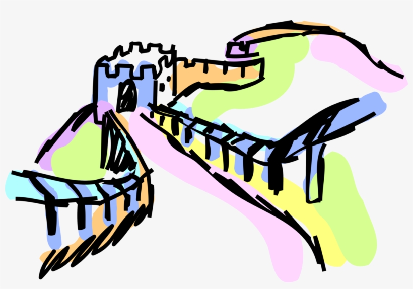 Vector Illustration Of Great Wall Of China Fortification - Great Wall Of China, transparent png download
