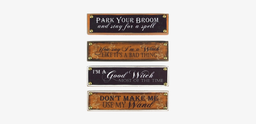 Comical Wood/canvas Halloween Sign 8"l 4 Assorted 8 - Witch Wall Décor By Young's - Witch Wall Sign - Set, transparent png download