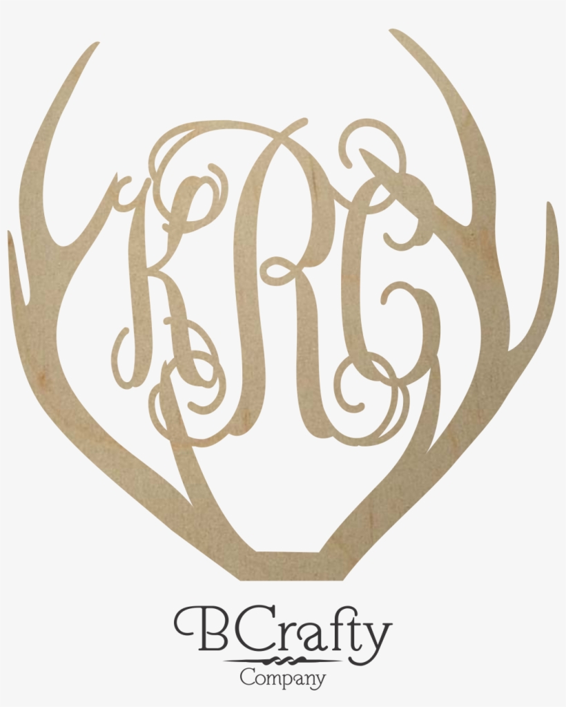 Wooden Antler Monogram - Diamond Square Fridge Magnet (personalized), transparent png download