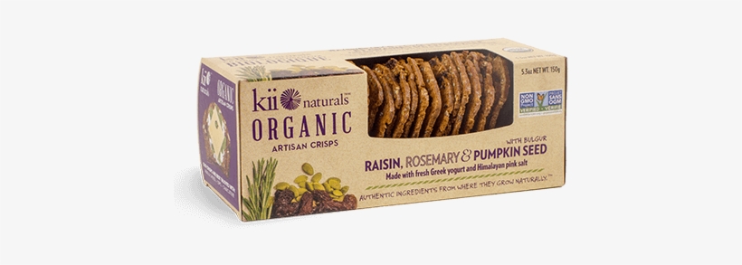 Raisin, Rosemary & Pumpkin Seed - Kii Naturals Artisan Crisps Organic Raisin, Rosemary, transparent png download