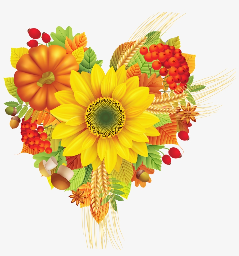 Autumn Heart Leaves Decoration Png Clipart Image, transparent png download