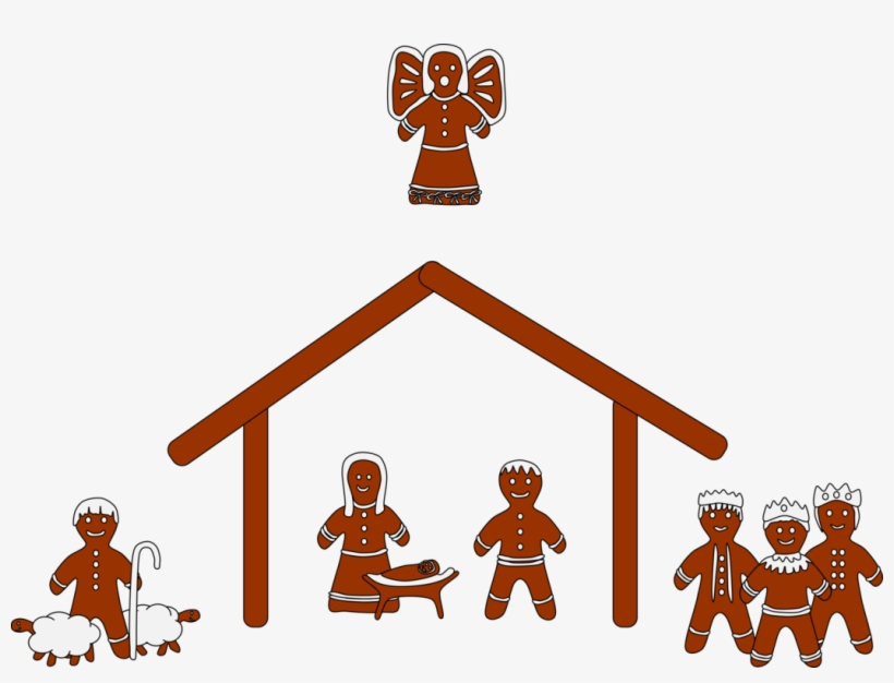 Gingerbread House Clip Art Christmas Nativity Scene - Gingerbread Nativity Clip Art, transparent png download