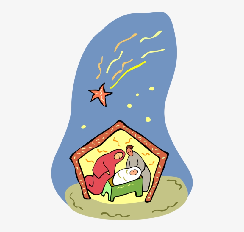 Vector Illustration Of Nativity Scene With Mary, Joseph - Three Kings Day Symbols, transparent png download