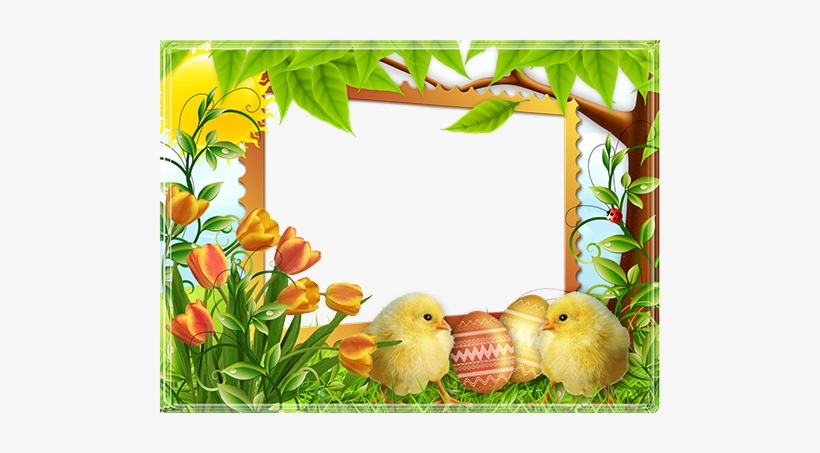 Easter Frames Png High-quality Image - Laptop Notebook Happy Easter Day Bunny Chickens Eggs, transparent png download