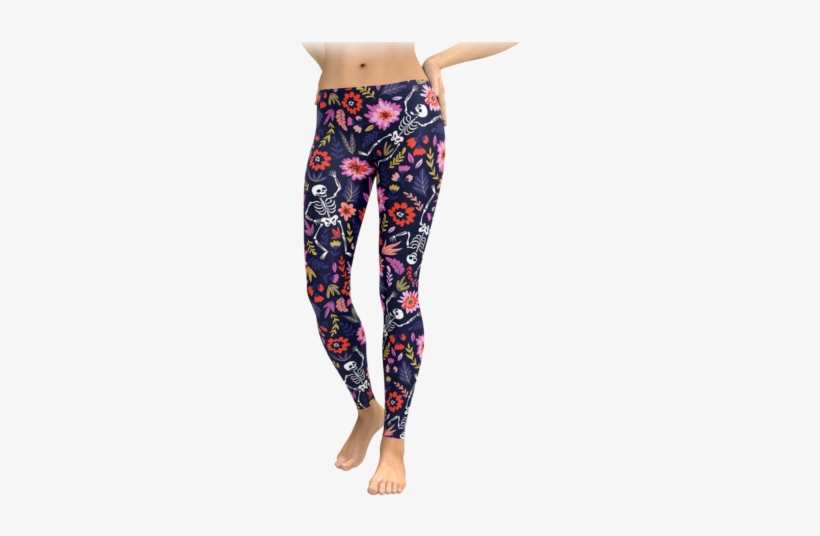 Floral Dancing Skeleton Leggings - Rat Leggings, transparent png download