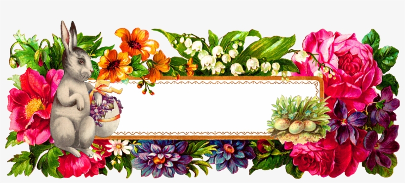 Easter Bunny Flower Eggs Image Label - Png Rectangle Flower Frame, transparent png download