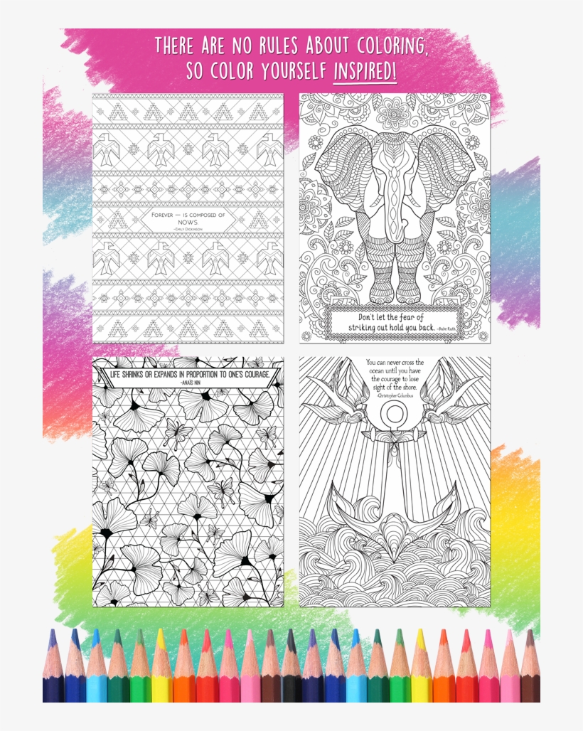 Inspirational Coloring Book - Coloring Peaceful Quotes: Designs With Famous Quotes, transparent png download