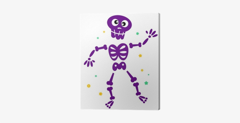 Cute Dancing Skeleton Isolated On White Canvas Print - Skeleton Cartoons, transparent png download
